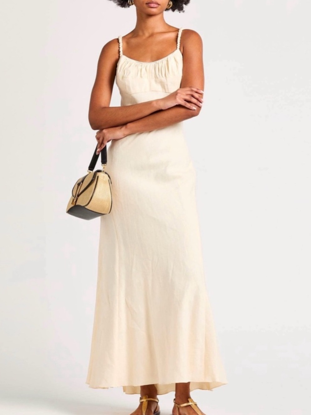 Sandro midi ecru Aubepine Slip Maxi Dress with Spaghetti Straps New $495 42